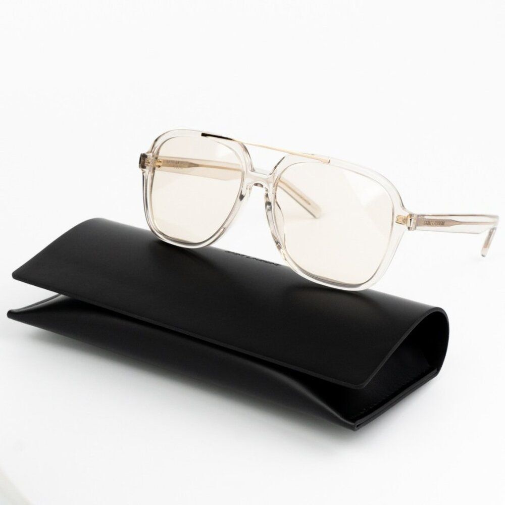 NEW Saint Laurent SL545 002 Beige Light Yellow Pilot Unisex Sunglasses